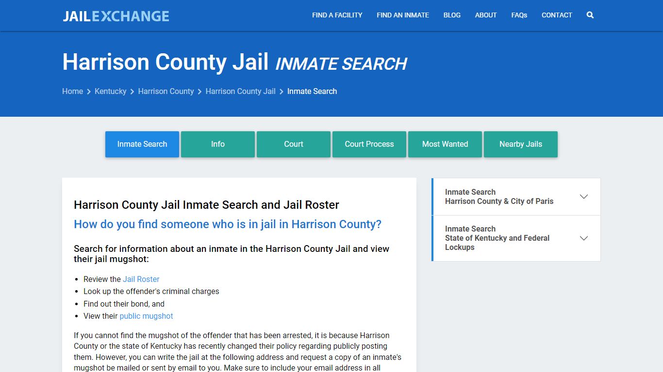 Inmate Search: Roster & Mugshots - Harrison County Jail, KY